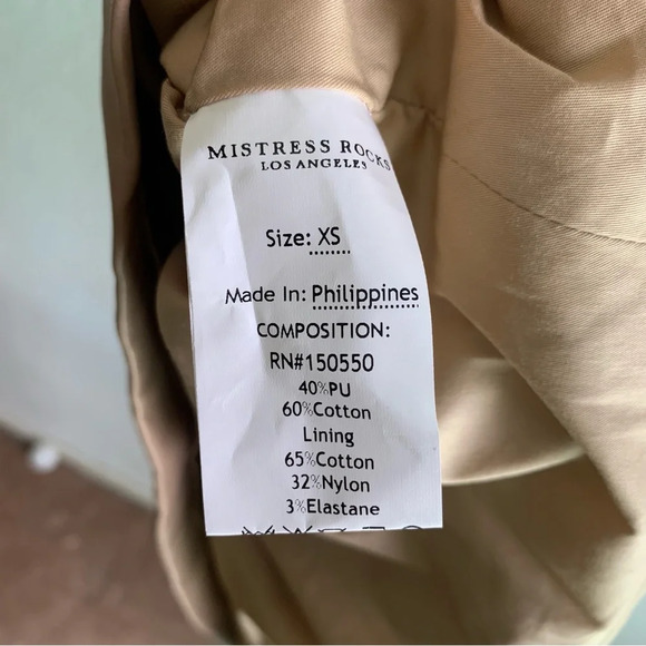 Mistress Rocks Vegan Leather Biscuit Deep Plunge Mini Dress Sz XS - Picture 6 of 7